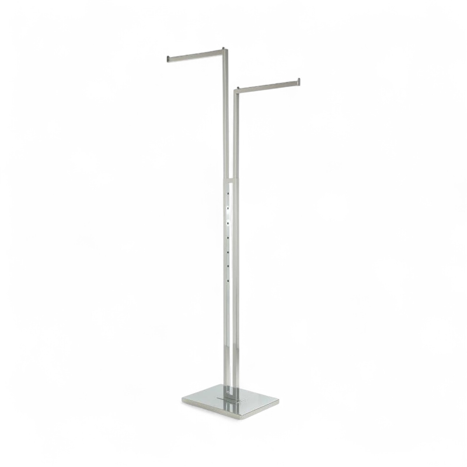 Chrome Clothes Display Stand 2 Straight Arms Adjustable Height