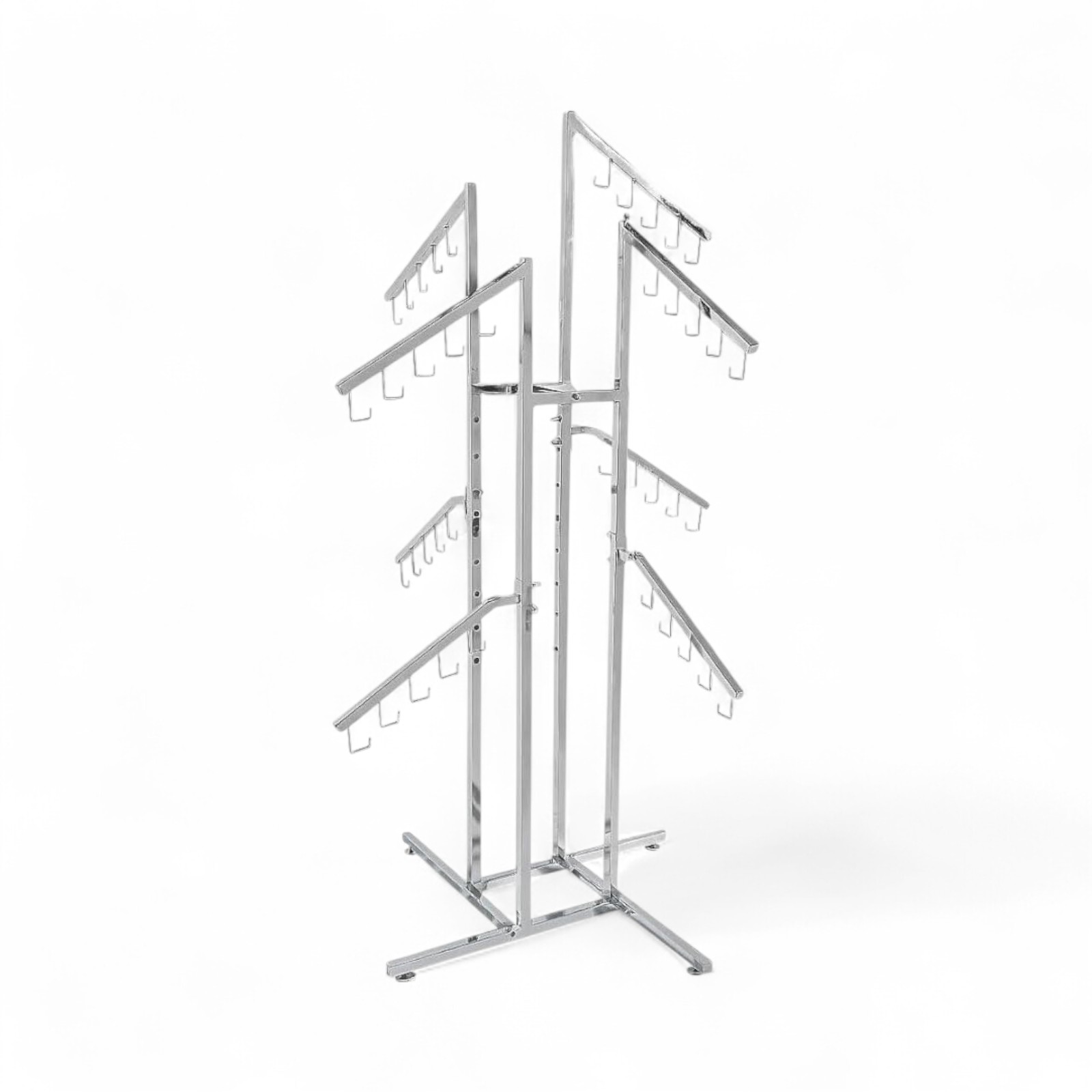 Chrome Bag Display Stand 8 Sloping Arms with Ball-Stops Adjustable Height