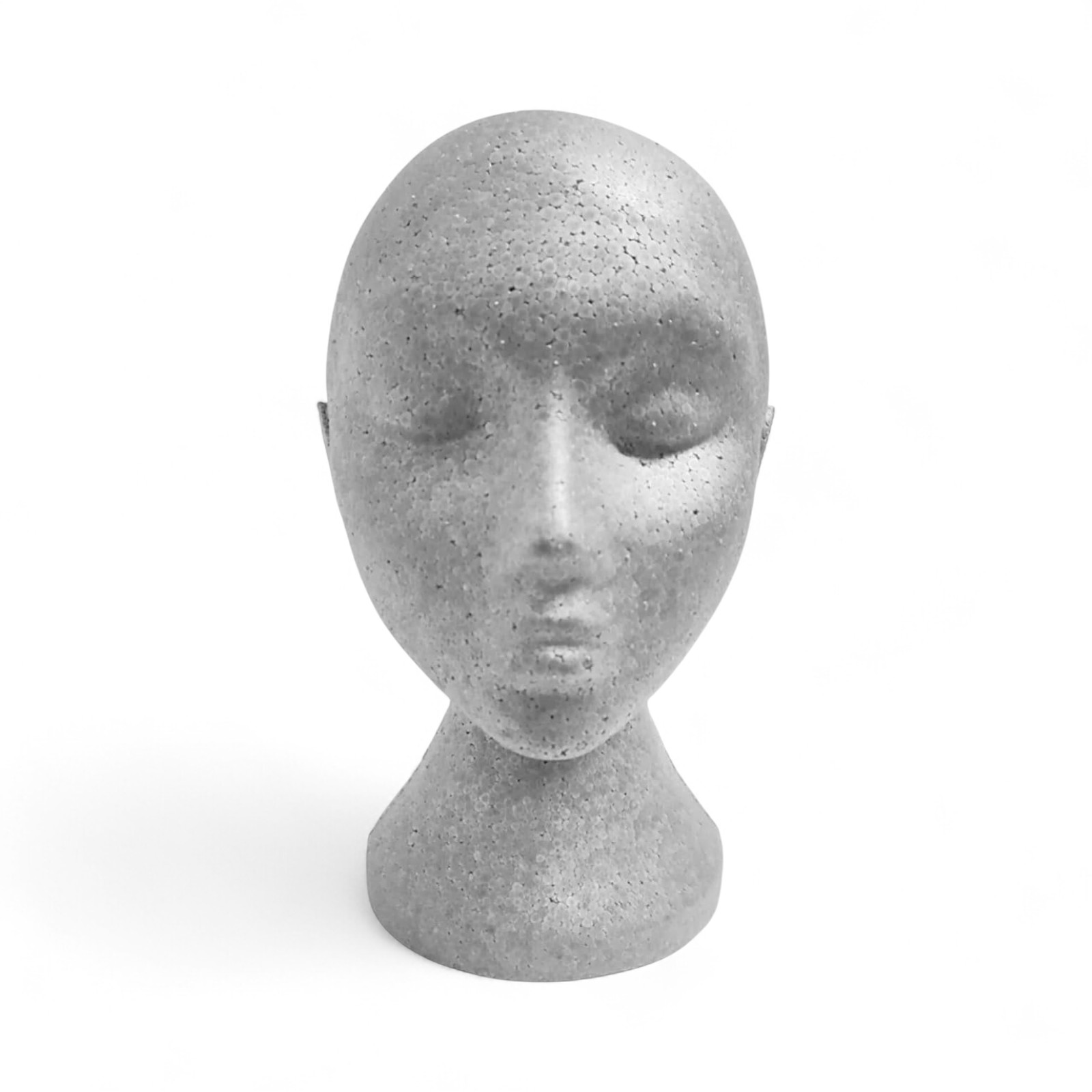 Female Mannequin Head – Silver Polystyrene Display Stand for Hats, Scarves & Wigs