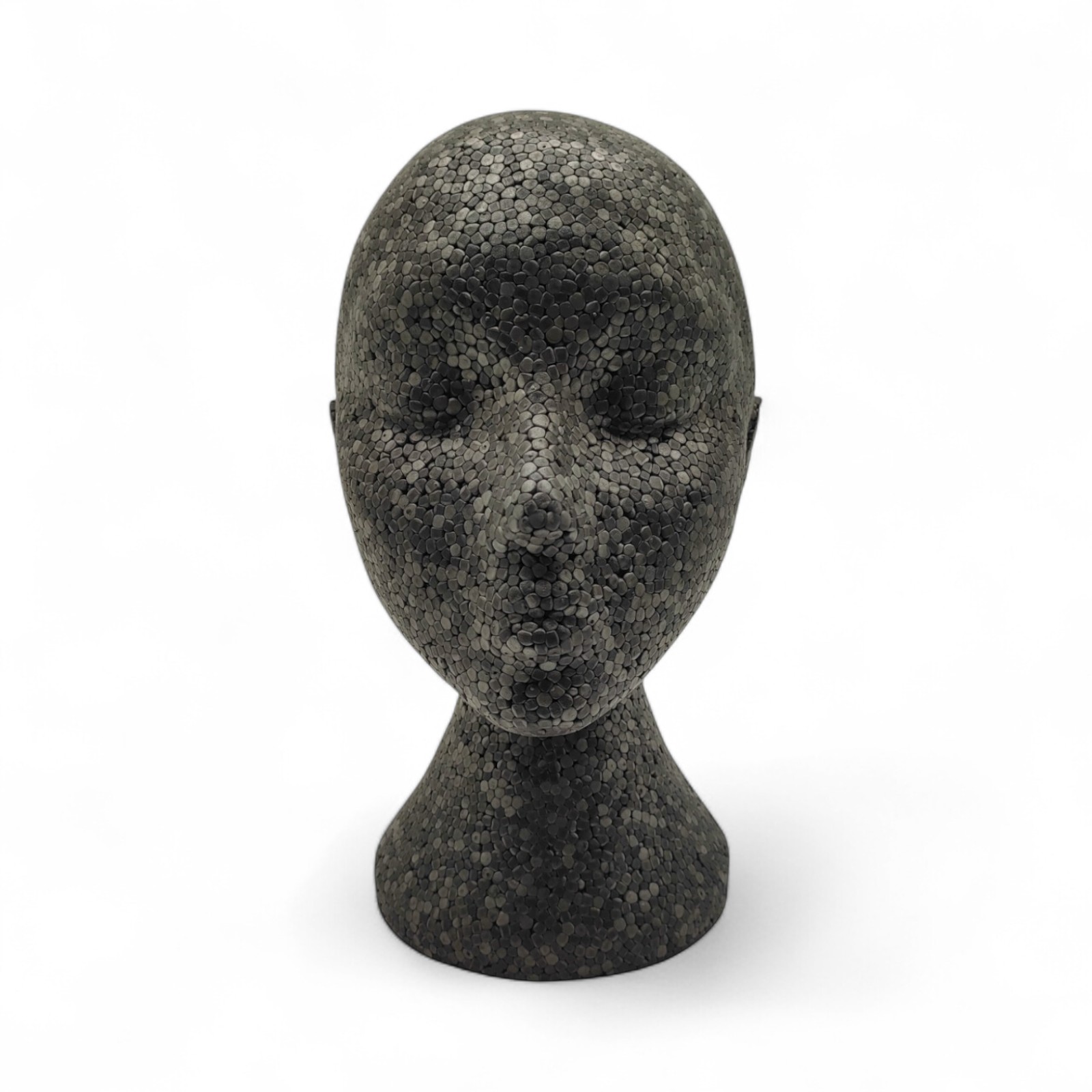 Female Mannequin Head – Black Polystyrene Display Stand for Hats, Scarves & Wigs