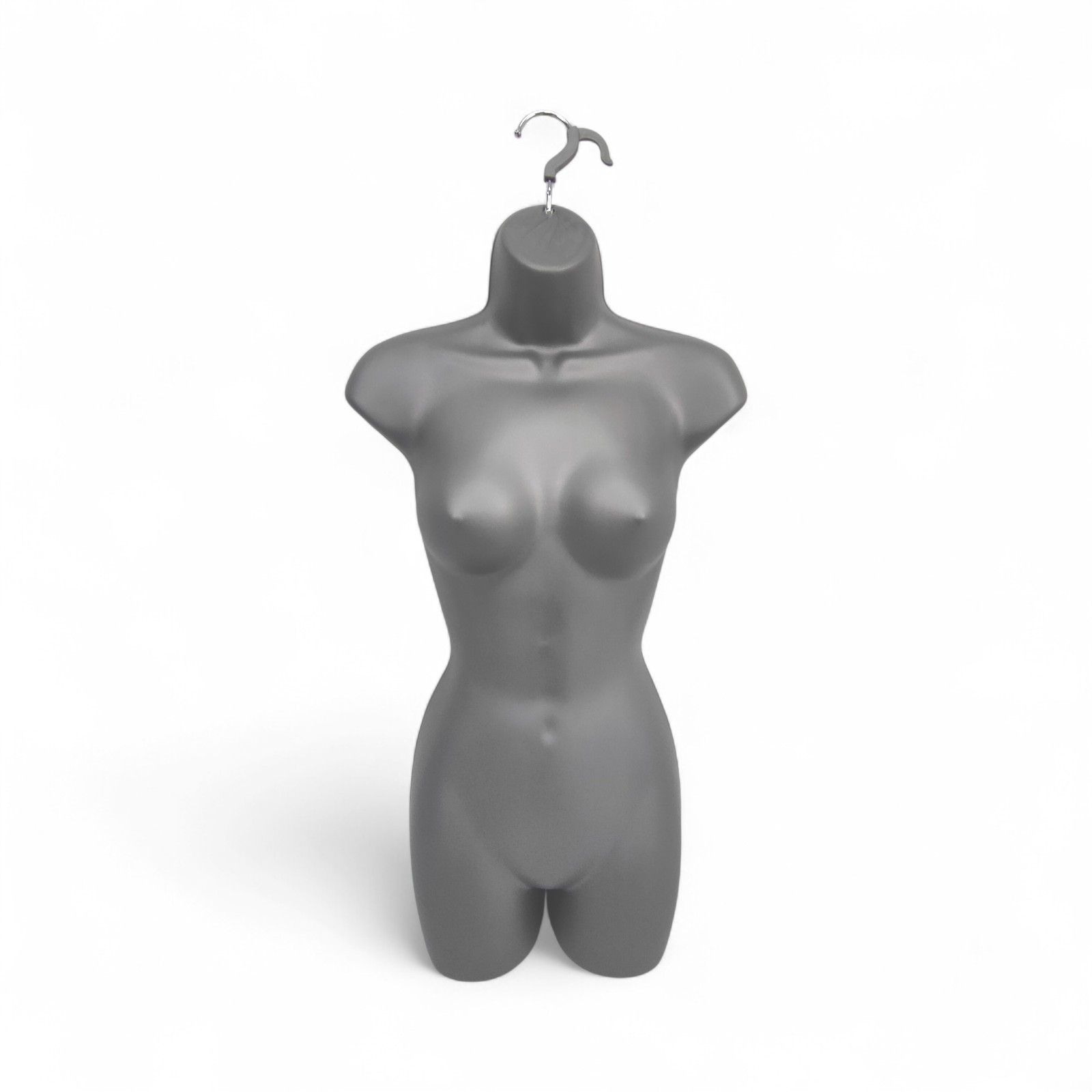 Silver Female Hanging Body Form Matt Plastic Display Torso Mannequin