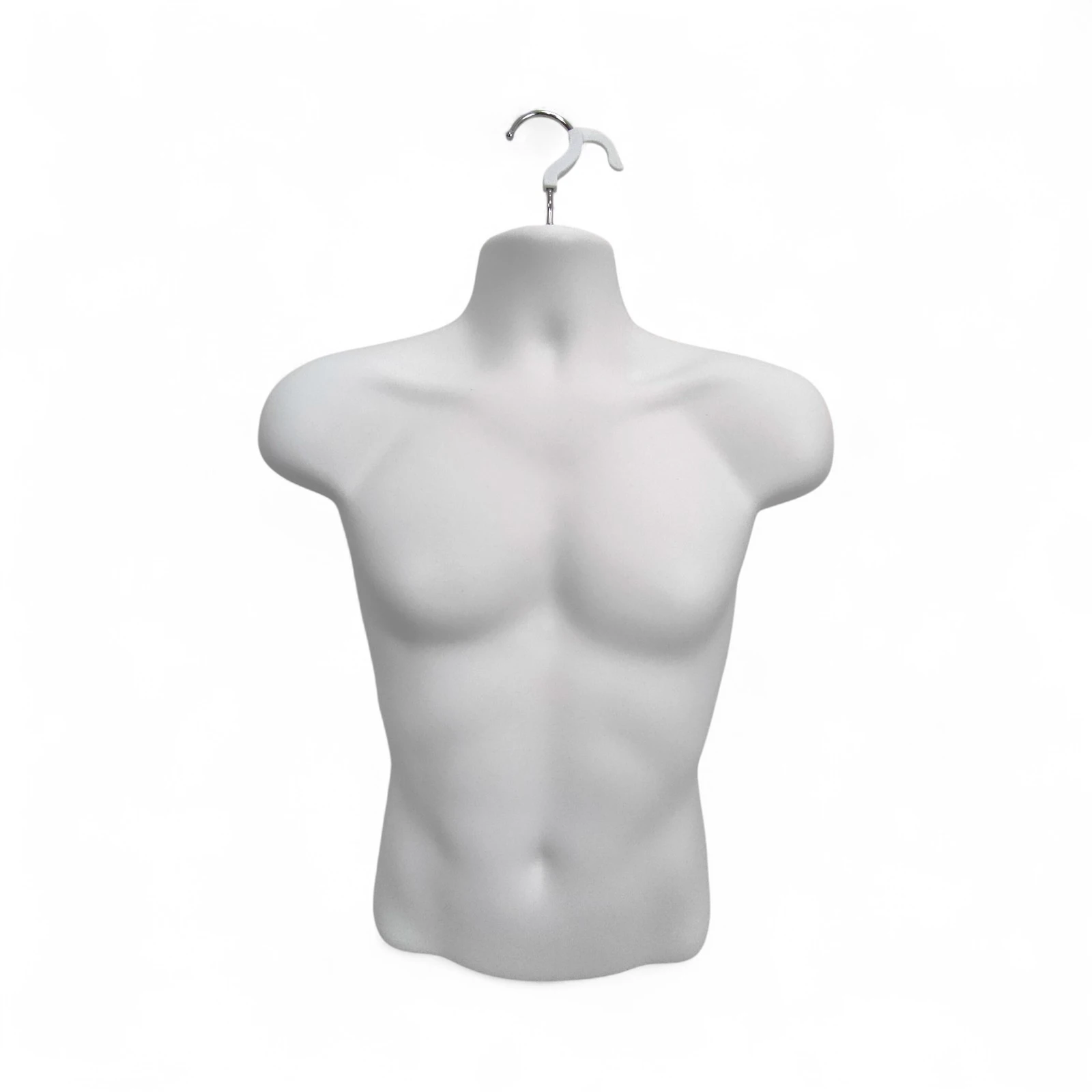 White Male Hanging Half Body Form Matt Plastic Display Torso Mannequin