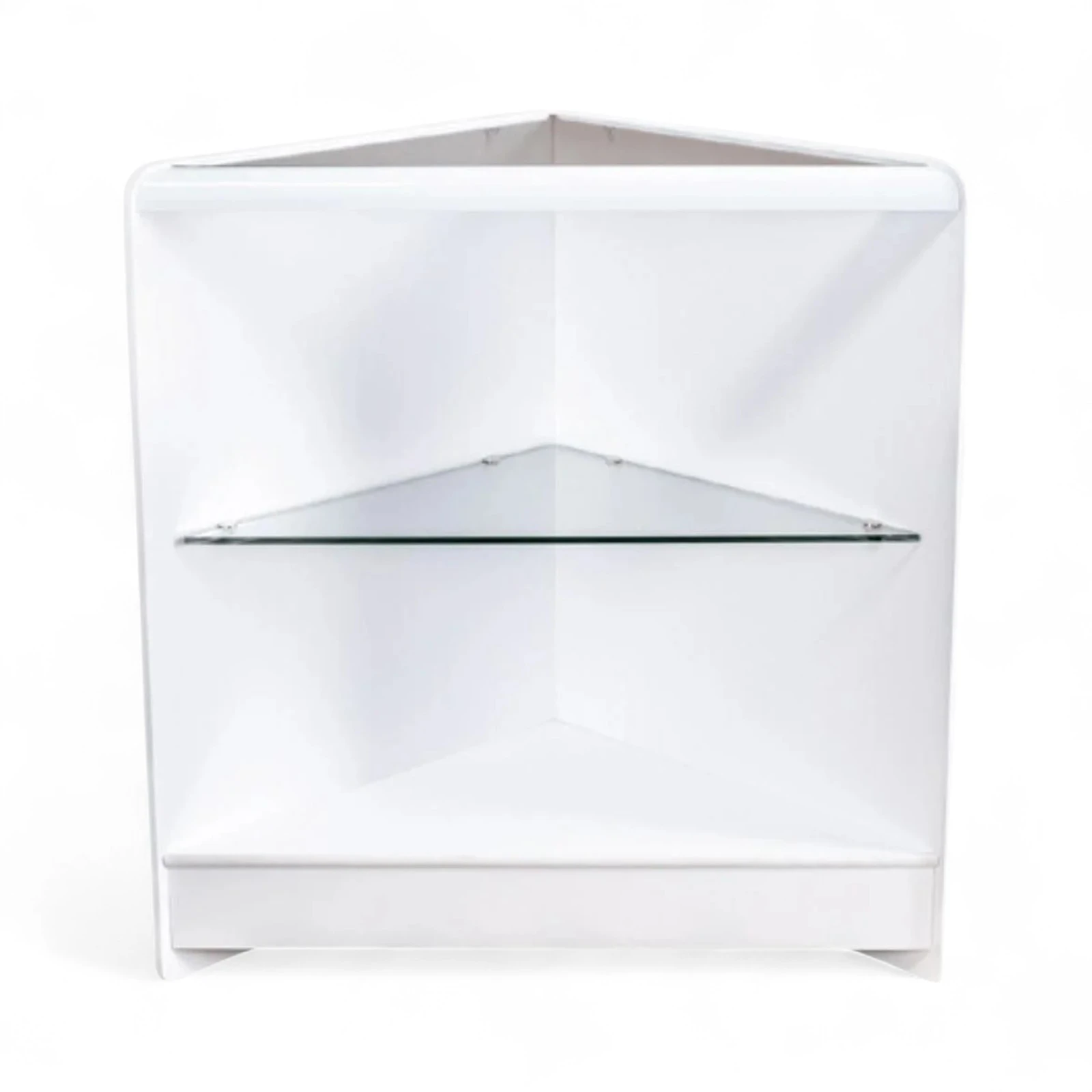 Open Corner Counter with Glass Shelf – 600 x 600 x 900mm – Maple / White Finish