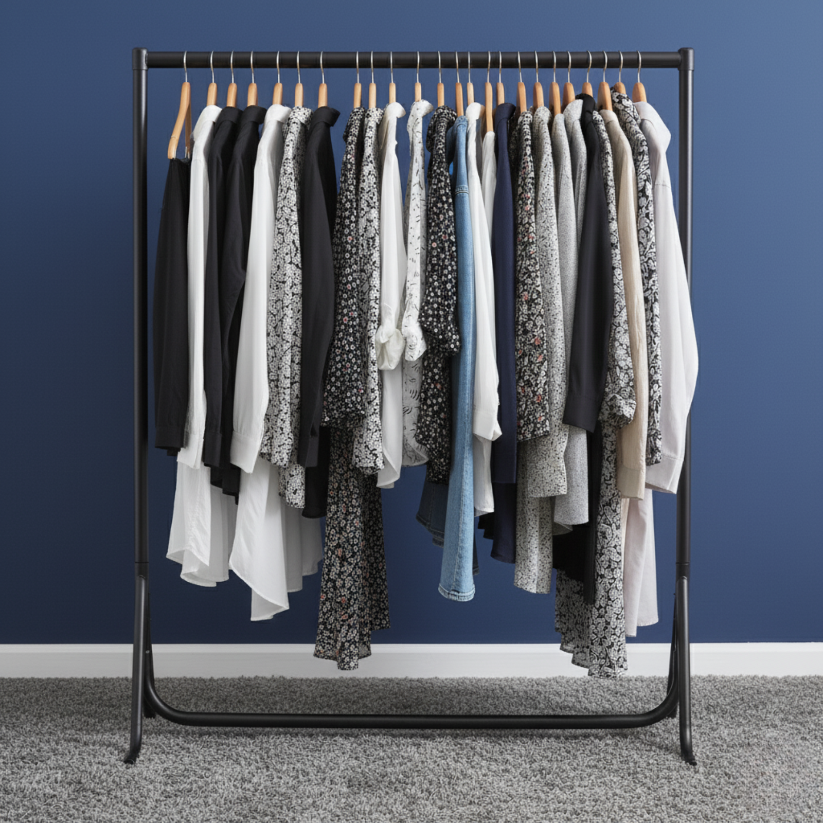 Fishtail Black Heavy-Duty Clothes Rail – 150 kg UDL 32 mm Steel, Extra Stability