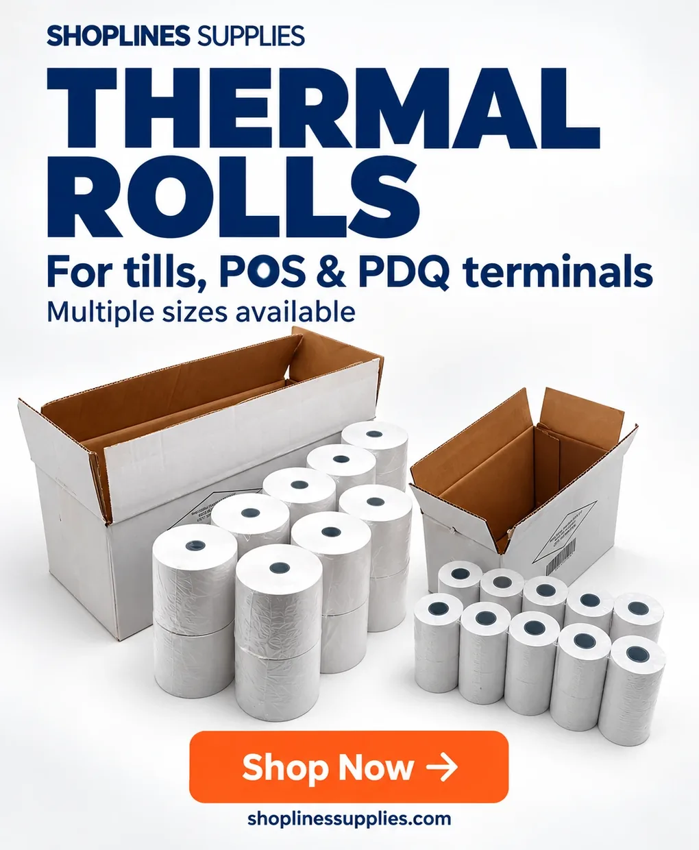 Thermal rolls for tills, POS & PDQ terminals