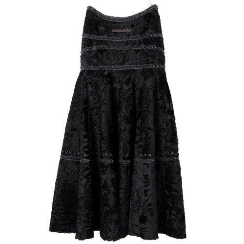 1990s Gianfranco FerrÃ¨ Black Astrakhan Fur Skirt