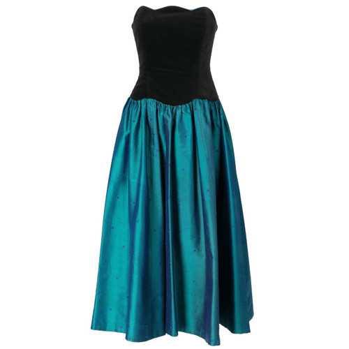 1970s Laura Ashley Velvet And Shantung Dress