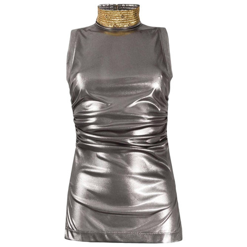 2000s Gianfranco FerrÃ© Metallic Silver Top