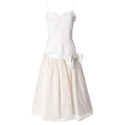 1980s White Wedding Dress With Bow