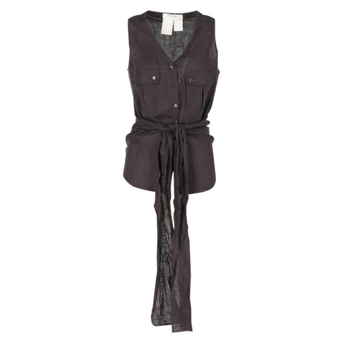 2000s Max Mara dark grey linen top