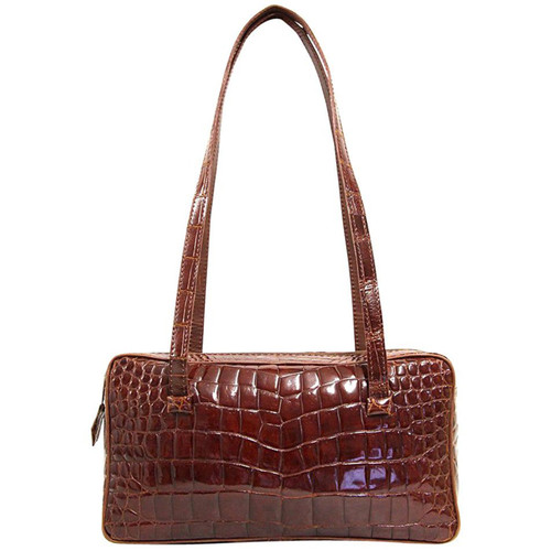 1990s Sirni Brown Crocodile Leather Shoulder Bag