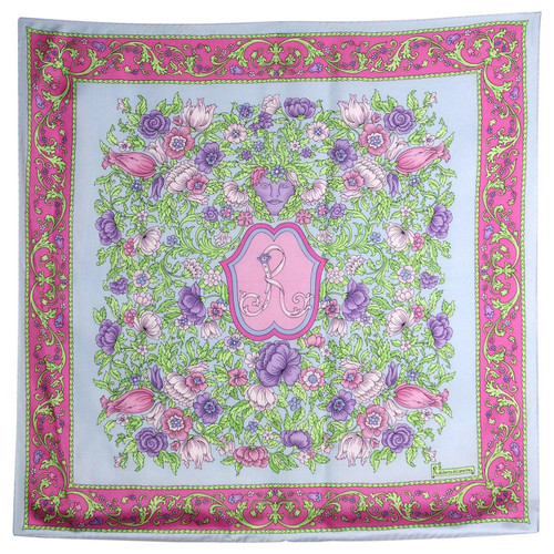 1990s Roberta di Camerino Multicolor Printed Silk Scarf