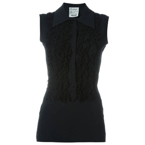 2000s Moschino Black Blouse With Ruffles