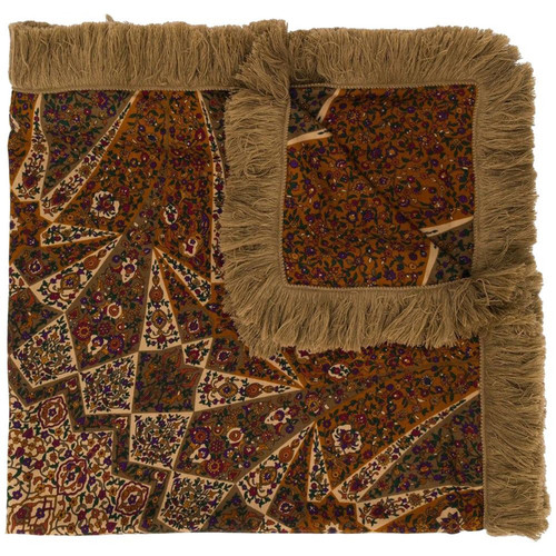 1970s Fringed Floral Print Brown Wool Stole