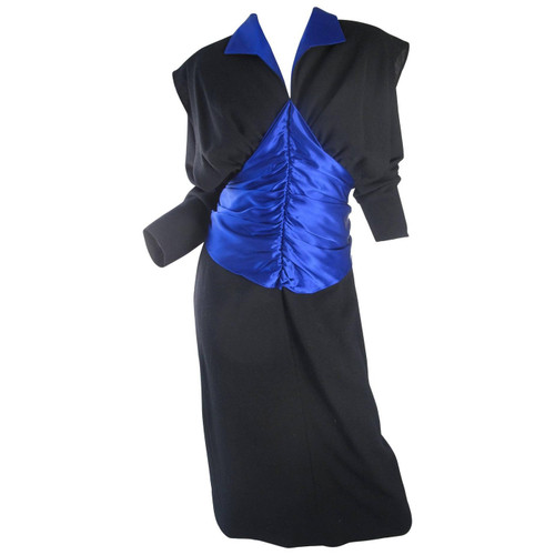 Adam Beall Crepe and Satin Dress, 1980s
