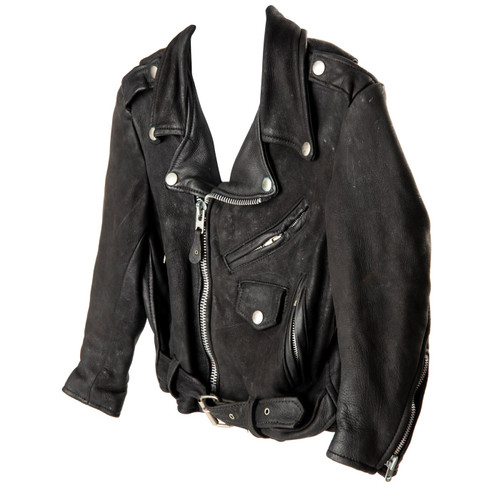 Child's Vintage 1980's Black Leather Motorcycle Jacket Size 8