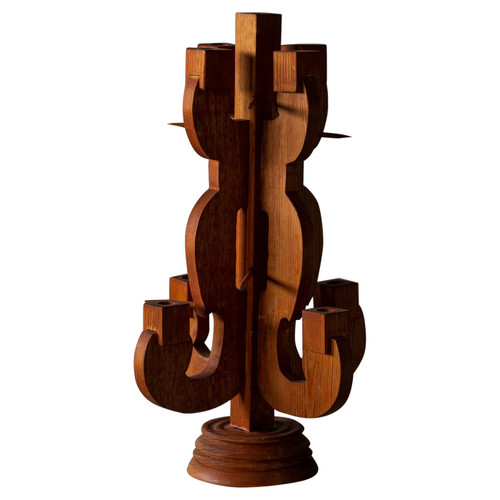 Swedish, Sizable Minimalist Candelabra, Pine, Sweden, 1970s