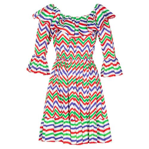 Yves Saint Laurent YSL Cotton Print Flamenco Dress, 1970s