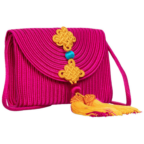 Yves Saint Laurent YSL Pink Passementerie Yellow Tassel Shoulder Bag ,1990s