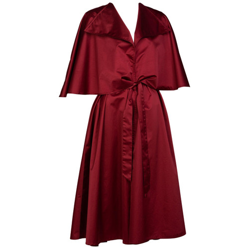 ChloÃ© Bordeaux Gabardine Belted Cape Trench Coat, 1980s