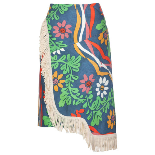 Balenciaga Floral print Fringe trim Knee length Skirt Runway ,2018