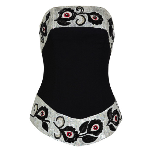 Karl Lagerfeld Black Beaded Bustier Top Runway, 1990