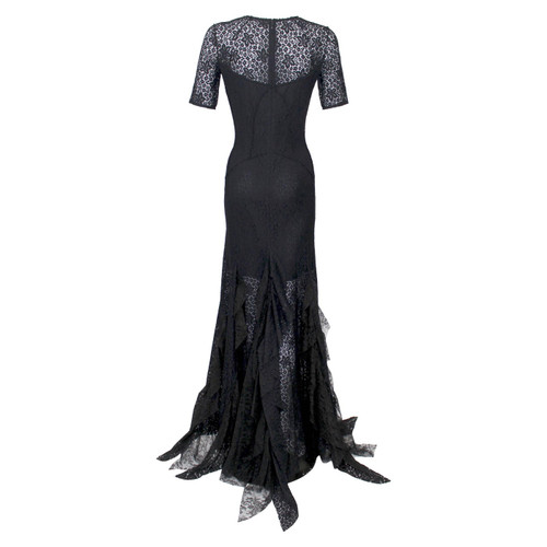Nina Ricci Black Lace Ruffles Fishtail Evening Gown, 2013