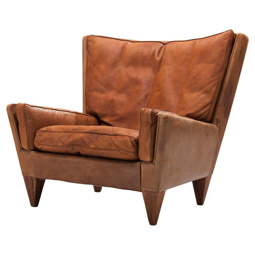 Illum Wikkelso for Holger Christiansen â€˜V11â€™ Lounge Chair in Cognac Leather