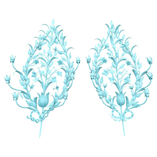 Mid-Century Modern Italian Floral Tole Candle Wall Sconces