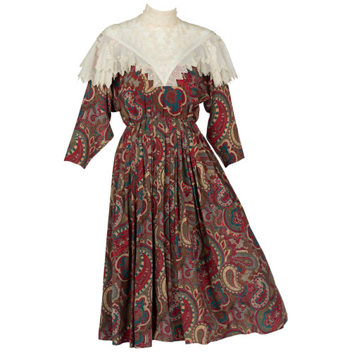 Chloe Boteh Dress High Neck Lace Inset, 1981