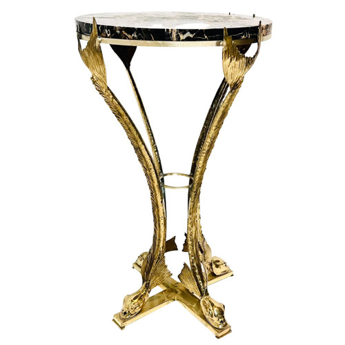 Bronze and Porter Marble Top Gueridon by Jacques Duval Brasseur