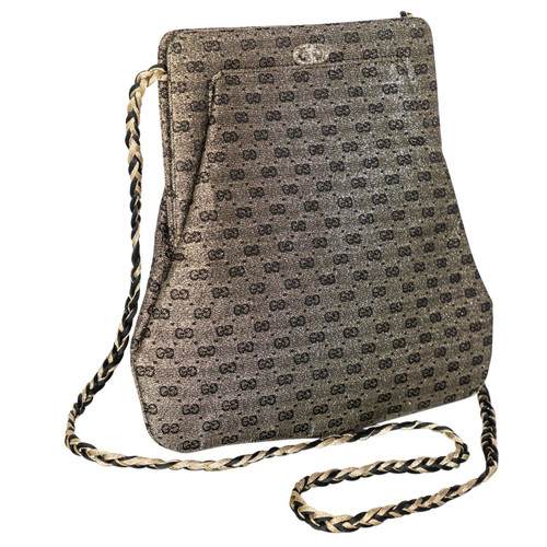 Vintage Gucci Metallic Gold Black Evening Bag