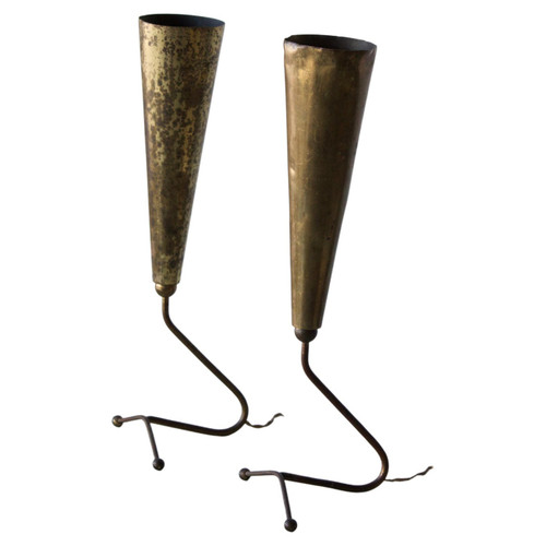 Italian Designer, Small Modernist Table Lamps, Brass, Italy, 1940s