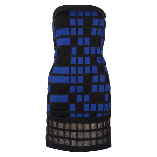 Chanel Black Blue Strapless Mini Dress Runway, 2013