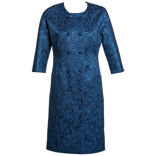 Balenciaga Edition Couture Sapphire Blue MatelassÃ© Princess Seam Evening Coat