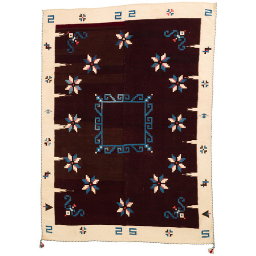 Texcoco Indigo Star Mexican Serape Wool Blanket