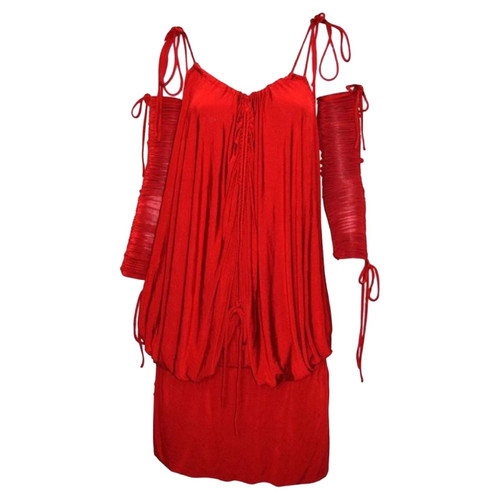 Dolce & Gabbana Runway Ad Campaign Red Mini Dress Ruched Arm Bands, 2003