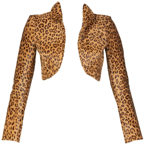 Ralph Lauren Collection Leopard Shearling Cropped Bolero Jacket