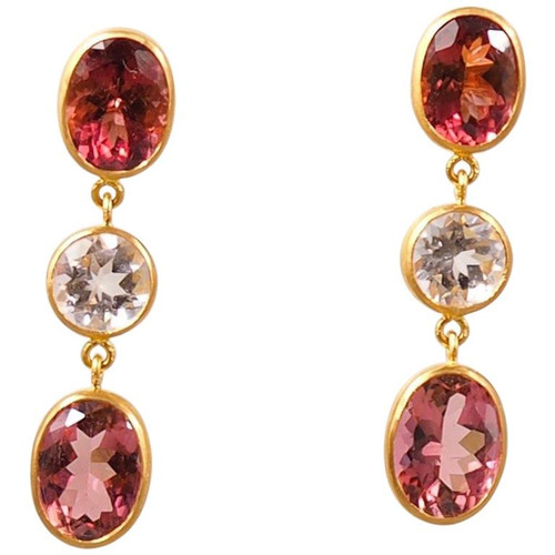 Scrives Purple Tourmaline Morganite 22 karat Gold Earrings