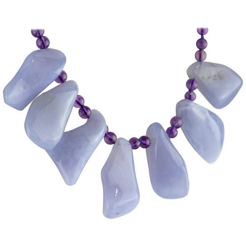 Amethyst Chalcedony Handmade Sterling Silver Tribal Warrior Bold Choker Necklace