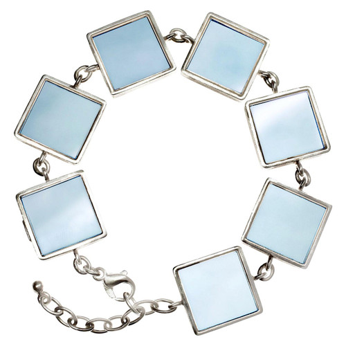 Art Deco Style Bracelet with Big Blue Quartzes, Collection Featured in Vogue