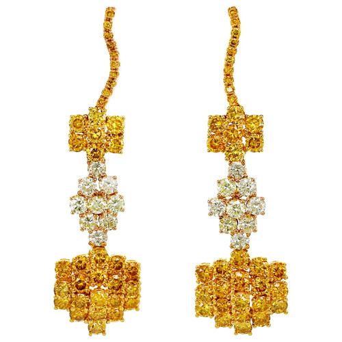 3.84 Carat Natural Fancy Color Diamond Dangle Earring