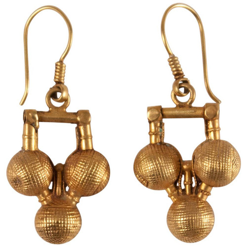 22 Karat Gold Traditional Gold Ball Earrings from India