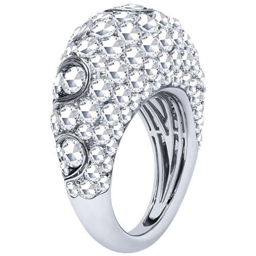 Estate 18 Karat White Gold 6.73 Carat Diamond Domed Band Ring 11 Grams