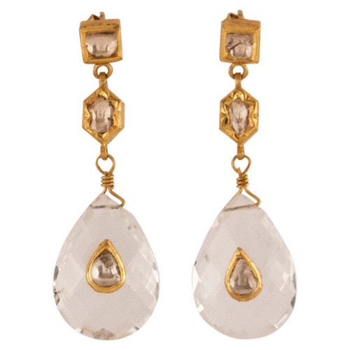 Crystal Gold Diamond Drop Dangle Earrings