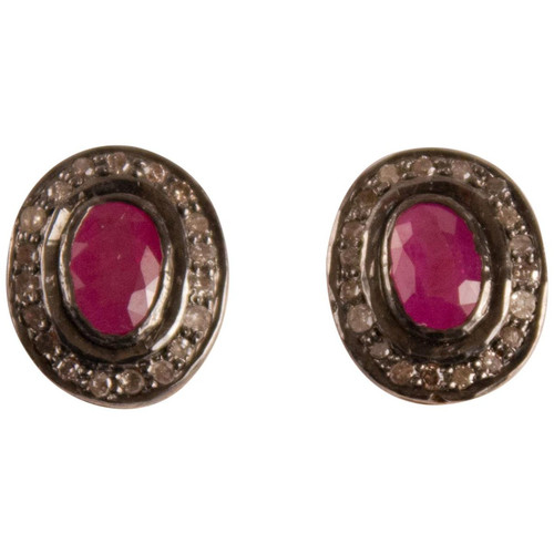 Ruby Diamond Stud Earrings