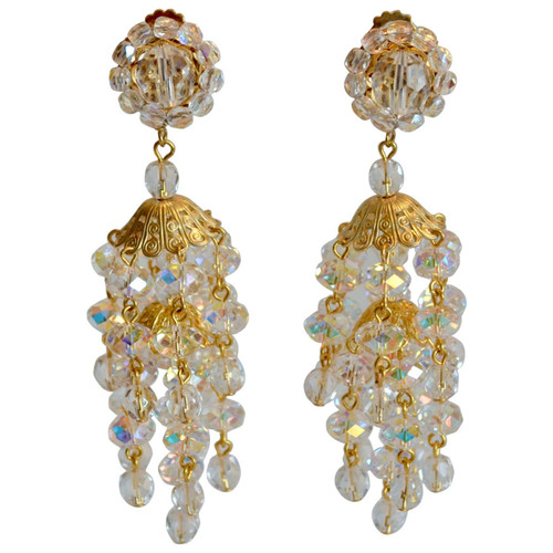 Francoise Montague Iridescent Cube Statement Clip Earrings