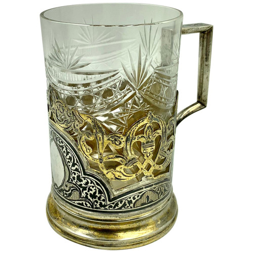 Russian Silver and Niello Tea Glass Holder