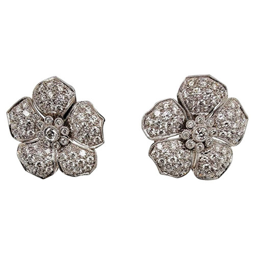 Gorgeous Platinum 4.11 Carat Diamond Earrings