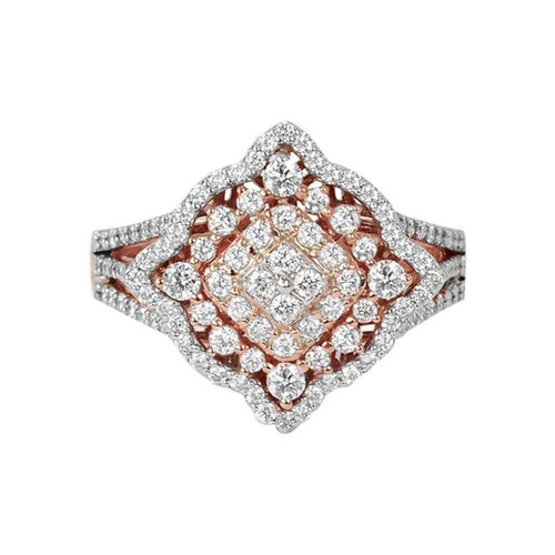 18k Ring Rose Gold Ring Diamond Ring Fancy Gold Diamond Ring